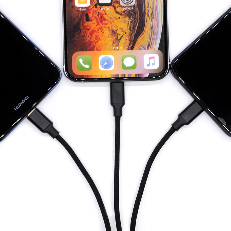 Nylon Tressé Charge Rapide Type C Câbles Chargeur De Téléphone 3 en 1 Micro Données Câble De Charge USB pour iPhone Apple