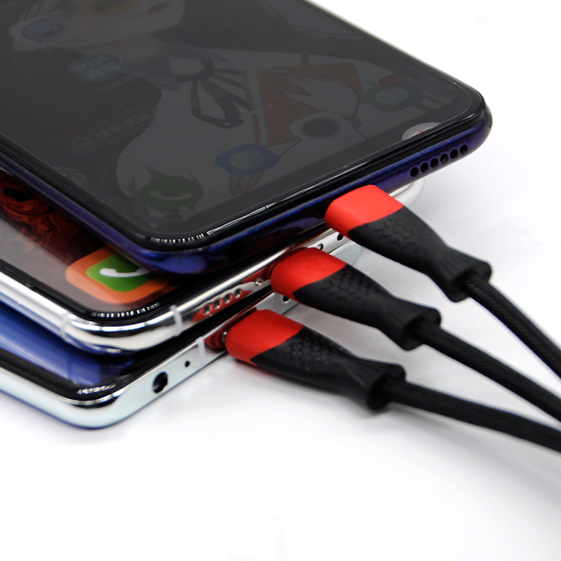 15CM 3in 1 Chargeur Tressé fonctionnel en nylon Câble Micro USB de type C foudre Câble pour Android iPhone Samsung