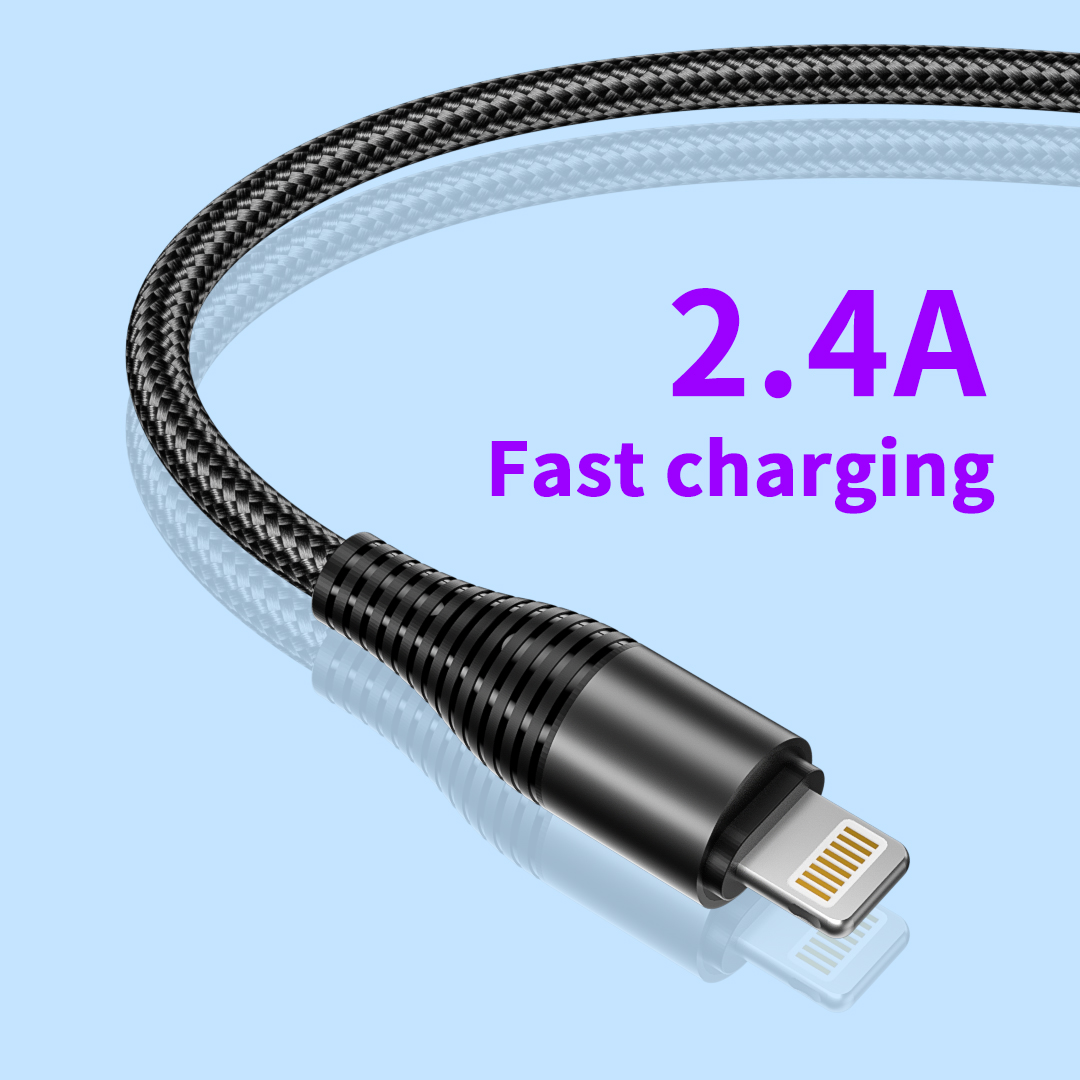 Amazon Hot Vendre 3ft 6ft 5V / 2.4a Charge rapide du câble USB Cordon tressé pour le chargeur iPhone pour le câble de données Lightning