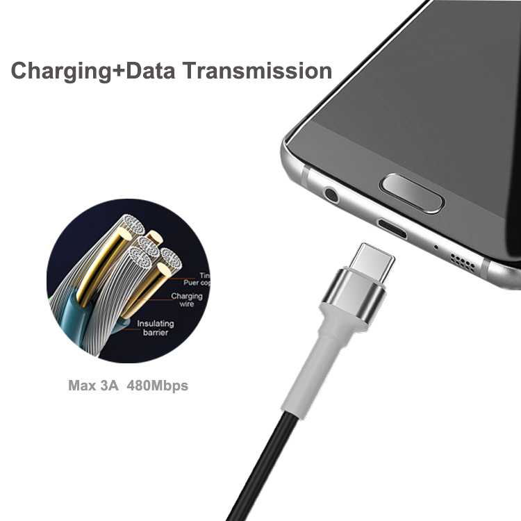 Câble OEM / ODM USB TIPO C 3A Charge rapide USB Type C Câble rapide 3.0 pour le câble de chargeur téléphonique Samsung