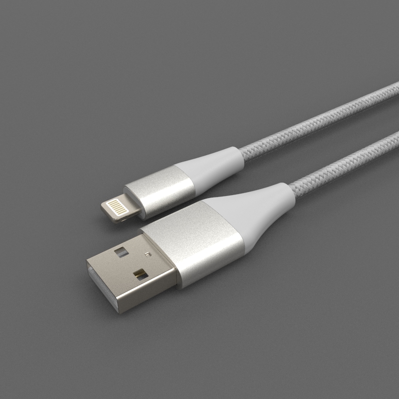 Boîtier en aluminium Lightning tressé en nylon vers câble USB 2.0 pour téléphone portable